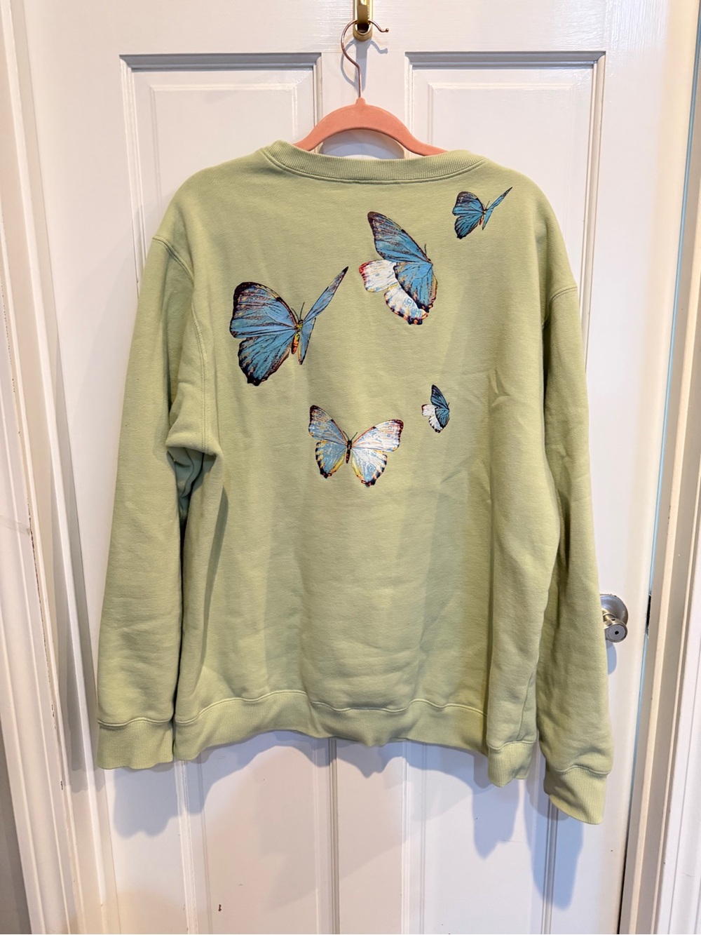 Urban Outfitters Coney Island Picnic Sage Green Butterfly Organic Sweatshirt L - Picture 3 of 4